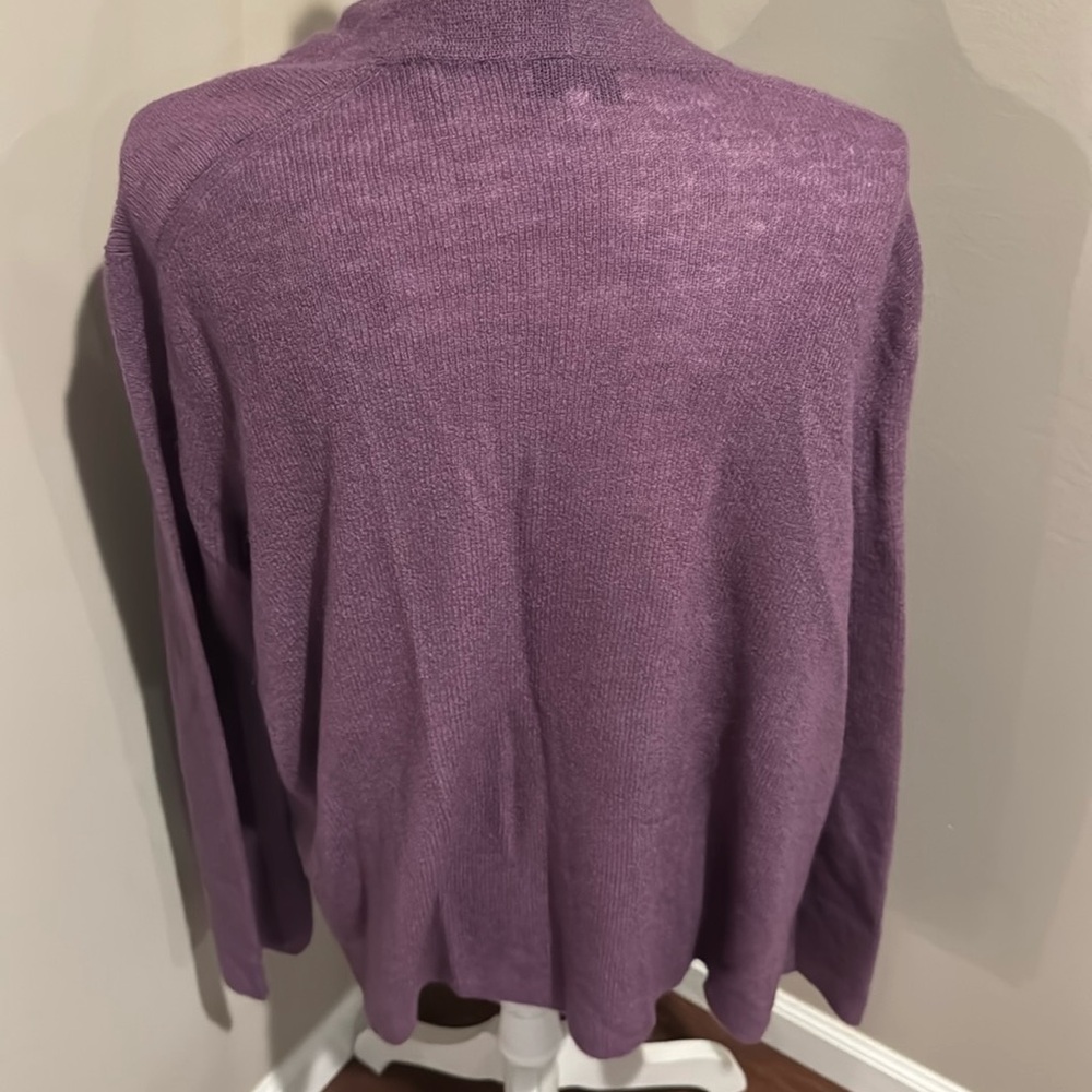 Vince NWT mohair and wool blend ribbed open cardigan in Purple Fig - Picture 10 of 11